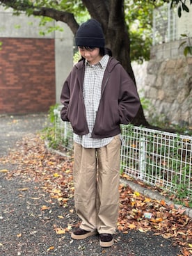 「アイテム（チノパンツ）」を使った、M&Kさん（レディース・155cm）の秋コーディネート