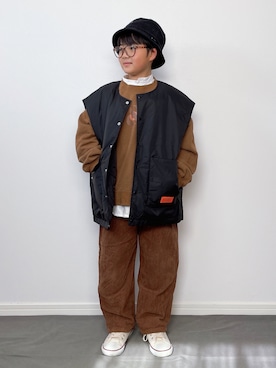 M&Kさんの「【別注】＜UNIVERSAL OVERALL＞TJ EX ビッグポケット オーバーベスト140cm-160cm（UNIVERSAL OVERALL｜ユニバーサルオーバーオール）」を使ったコーディネート