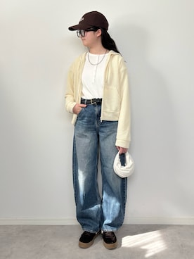 「GU（ジーユー）のアイテム（帽子）」を使った、M&Kさん（レディース・156cm）の春コーディネート