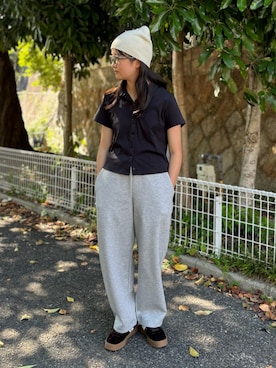 「アイテム（スウェットパンツ）」を使った、M&Kさん（レディース・154cm）の夏コーディネート