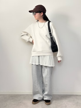 「GU（ジーユー）のアイテム（帽子）」を使った、M&Kさん（レディース・156cm）の春コーディネート