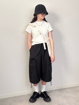 「UNIQLO（ユニクロ）のアイテム（Tシャツ/カットソー、イエロー系）」を使った、M&Kさん（キッズ・142cm）の春コーディネート