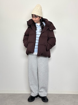 「Handmade（ハンドメイド）のアイテム（帽子）」を使った、M&Kさん（レディース・155cm）の冬コーディネート