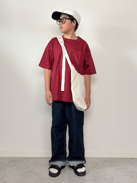 「GU（ジーユー）のアイテム（帽子）」を使った、M&Kさん（キッズ・142cm）の夏コーディネート