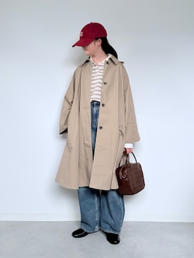 「アイテム（帽子、レッド系）」を使った、M&Kさん（レディース・157cm）の秋コーディネート