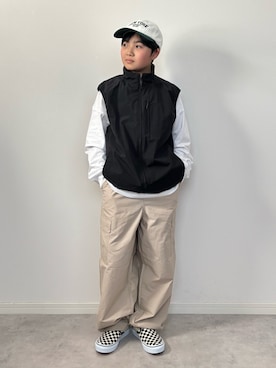 「GU（ジーユー）のアイテム（キャップ）」を使った、M&Kさん（キッズ・139cm）の春コーディネート