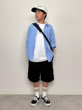 「GU（ジーユー）のアイテム（帽子）」を使った、M&Kさん（キッズ・142cm）の夏コーディネート