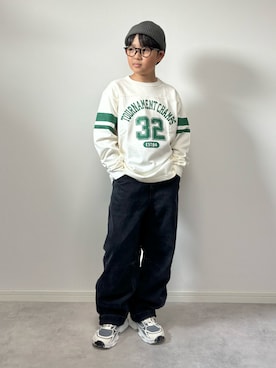 「アイテム（ニットキャップ/ビーニー）」を使った、M&Kさん（キッズ・138cm）の秋コーディネート