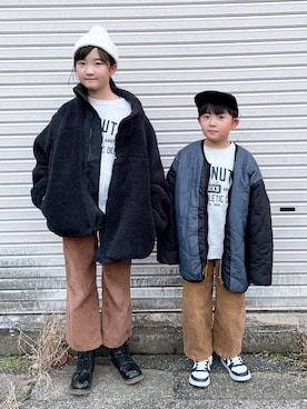 「classicalelf（クラシカルエルフ）のアイテム（パンツ）」を使った、M&Kさん（キッズ・123cm）の冬コーディネート