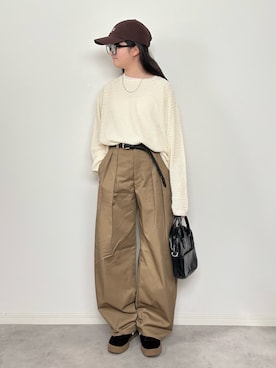 「GU（ジーユー）のアイテム（キャップ）」を使った、M&Kさん（レディース・156cm）の春コーディネート