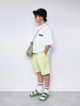 「devirock（デビロック）のアイテム（サンダル）」を使った、M&Kさん（キッズ・131cm）の夏コーディネート