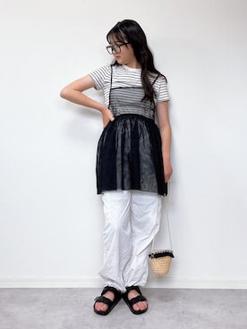 「devirock（デビロック）のアイテム（サンダル）」を使った、M&Kさん（レディース・154cm）の夏コーディネート