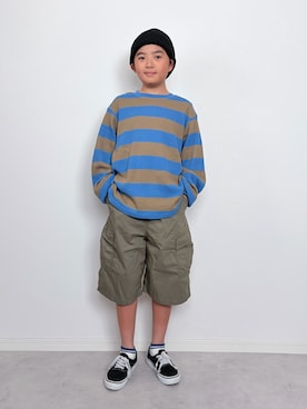 「GU（ジーユー）のアイテム（帽子）」を使った、M&Kさん（キッズ・142cm）の秋コーディネート