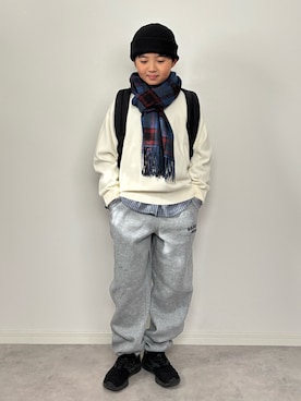 「アイテム（スウェットパンツ）」を使った、M&Kさん（キッズ・138cm）の秋コーディネート