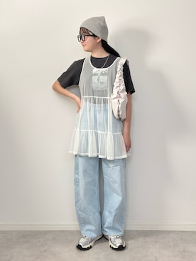 「UNIQLO（ユニクロ）のアイテム（Tシャツ/カットソー、グレー系）」を使った、M&Kさん（キッズ・142cm）の夏コーディネート