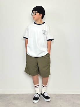 「GU（ジーユー）のアイテム（帽子）」を使った、M&Kさん（キッズ・142cm）の夏コーディネート
