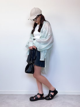 「GLOBAL WORK（グローバルワーク）のアイテム（キャップ）」を使った、M&Kさん（レディース・154cm）の夏コーディネート