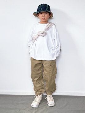 「BEAMS BOY（ビームスボーイ）のアイテム（帽子）」を使った、M&Kさん（キッズ・120cm）の秋コーディネート