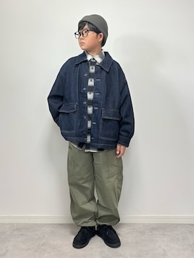 「アイテム（モカシン/デッキシューズ）」を使った、M&Kさん（キッズ・138cm）の秋コーディネート