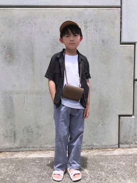 「no brand（ノーブランド）のアイテム（サンダル）」を使った、M&Kさん（キッズ・110cm）の夏コーディネート