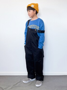 「GLOBAL WORK（グローバルワーク）のアイテム（オールインワン・サロペット）」を使った、M&Kさん（キッズ・120cm）の秋コーディネート