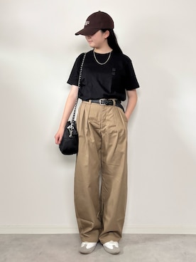 「GU（ジーユー）のアイテム（帽子）」を使った、M&Kさん（レディース・156cm）の夏コーディネート