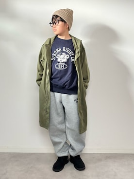 「アイテム（ニットキャップ/ビーニー）」を使った、M&Kさん（キッズ・138cm）の秋コーディネート