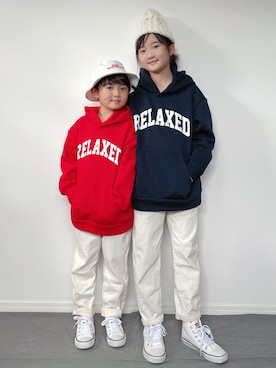 「Right-on（ライトオン）のアイテム（帽子）」を使った、M&Kさん（キッズ・139cm）の冬コーディネート