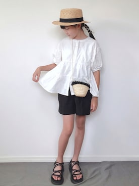 「西松屋（ニシマツヤ）のアイテム」を使った、M&Kさん（キッズ・136cm）の夏コーディネート