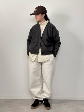 「アイテム（スウェットパンツ）」を使った、M&Kさん（レディース・155cm）の冬コーディネート