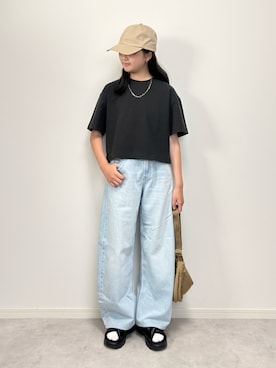 「UNIQLO（ユニクロ）のアイテム（帽子）」を使った、M&Kさん（レディース・154cm）の夏コーディネート