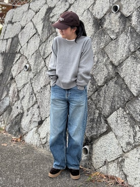 「アイテム（キャップ、ブラウン系）」を使った、M&Kさん（レディース・155cm）の秋コーディネート