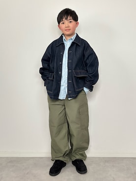 「GU（ジーユー）のアイテム（ジャケット/アウター）」を使った、M&Kさん（キッズ・140cm）の春コーディネート