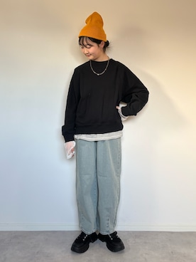 「DAISO（DAISO）のアイテム（帽子）」を使った、M&Kさん（レディース・154cm）の冬コーディネート