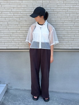 「newhattan（ニューハッタン）のアイテム（キャップ）」を使った、M&Kさん（レディース・154cm）の夏コーディネート