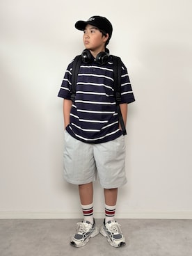 「GU（ジーユー）のアイテム（帽子）」を使った、M&Kさん（キッズ・142cm）の夏コーディネート