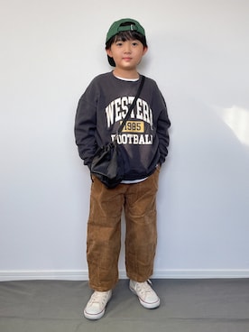 「マイベストコーデ2022」｜「アイテム（キャップ）」を使った、M&Kさん（キッズ・123cm）の冬コーディネート