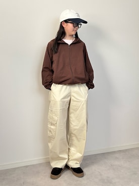 「GU（ジーユー）のアイテム（帽子）」を使った、M&Kさん（レディース・156cm）の春コーディネート