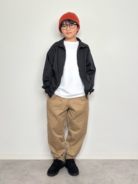 「アイテム（ニットキャップ/ビーニー）」を使った、M&Kさん（キッズ・138cm）の秋コーディネート