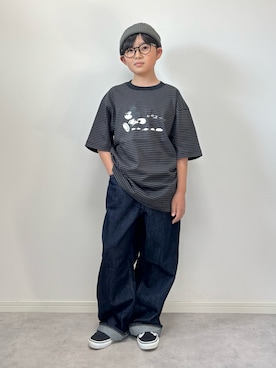 「アイテム（デニムパンツ）」を使った、M&Kさん（キッズ・138cm）の秋コーディネート