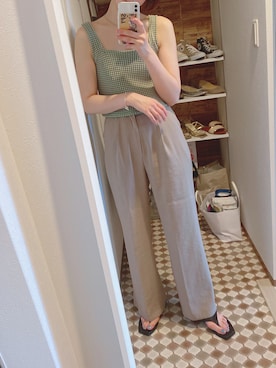 「6（ロク）のアイテム（タンクトップ）」を使った、m.さん（レディース・169cm）の春コーディネート