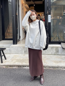 「DISCOAT（ディスコート）のアイテム（スウェット）」を使った、akariさん（レディース・167cm）の秋コーディネート