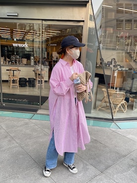 「DISCOAT（ディスコート）のアイテム（シャツワンピース）」を使った、akariさん（レディース・167cm）の春コーディネート