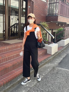 「たすき掛け」｜「アイテム（サロペット/オーバーオール）」を使った、akariさん（レディース・167cm）の夏コーディネート