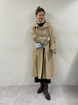 「DISCOAT（ディスコート）のアイテム（トレンチコート）」を使った、akariさん（レディース・167cm）の冬コーディネート