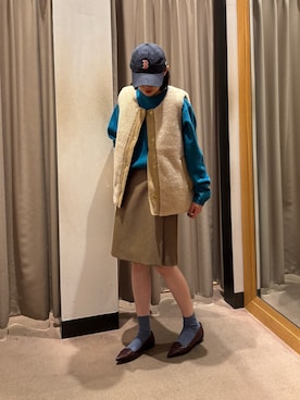 「アイテム（パンプス、レッド系）」を使った、Rさん（レディース・156cm）の秋コーディネート