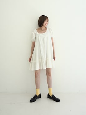 「URBAN RESEARCH（アーバンリサーチ）のPicchi Nia　DRY PETAL（シャツ/ブラウス、ホワイト系）」を使った、Rさん（レディース・156cm）の夏コーディネート