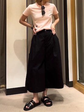 「URBAN RESEARCH（アーバンリサーチ）のTeya　STICKER T-SHIRTS（Tシャツ/カットソー、ピンク系）」を使った、Rさん（レディース・156cm）の夏コーディネート