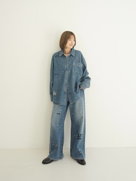 「URBAN RESEARCH（アーバンリサーチ）の『別注』PICCADILLY×URBAN RESEARCH　刺繍デニムシャツ（シャツ/ブラウス、ブルー系）」を使った、Rさん（レディース・156cm）の夏コーディネート