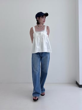 「URBAN RESEARCH（アーバンリサーチ）のPicchi Nia　SOFT WHITE（シャツ/ブラウス、ホワイト系）」を使った、Rさん（レディース・156cm）の夏コーディネート